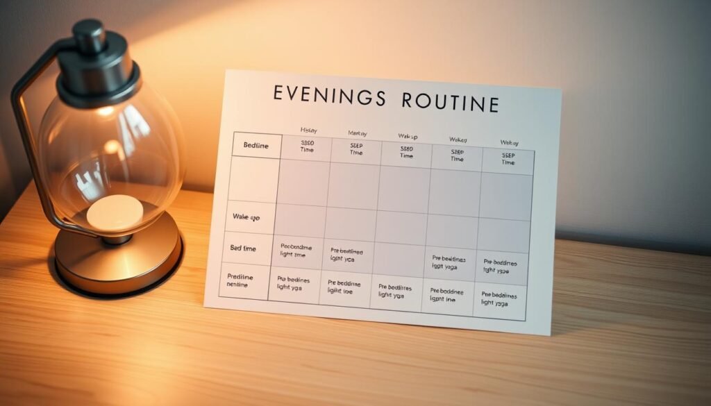 calming evening routine sleep schedule chart