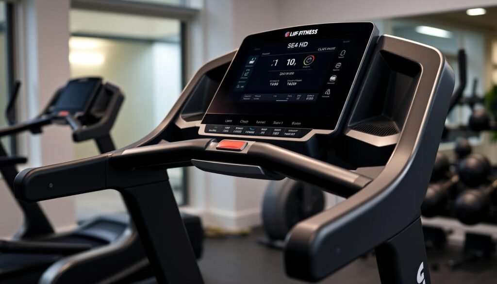 Life Fitness Club Series+ Treadmill with SE4 HD touchscreen console in a home gym setting