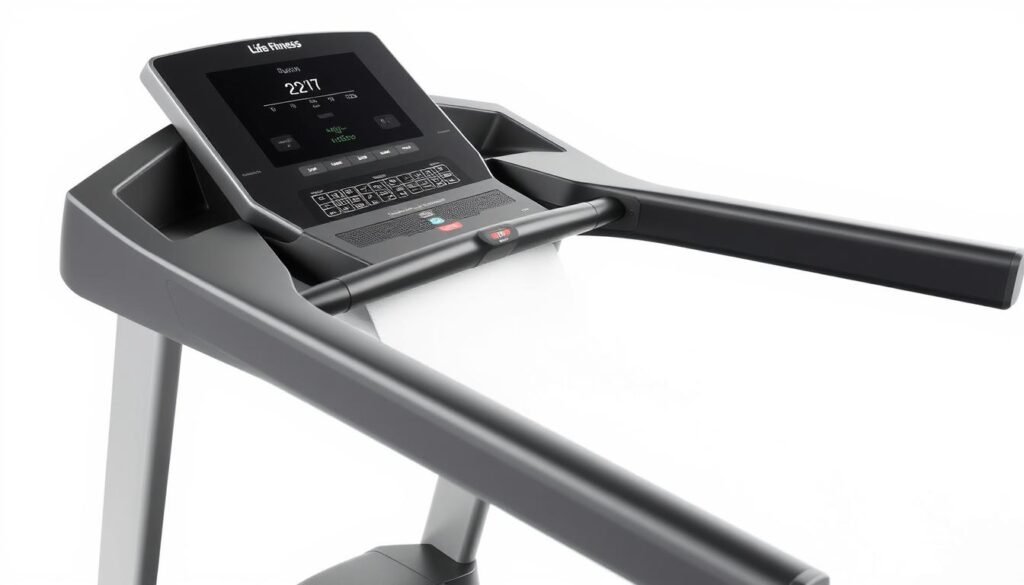 Life Fitness Run CX Treadmill showing the console and spacious running deck