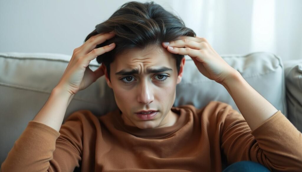 Person experiencing anxiety from obsessive-compulsive disorder symptoms