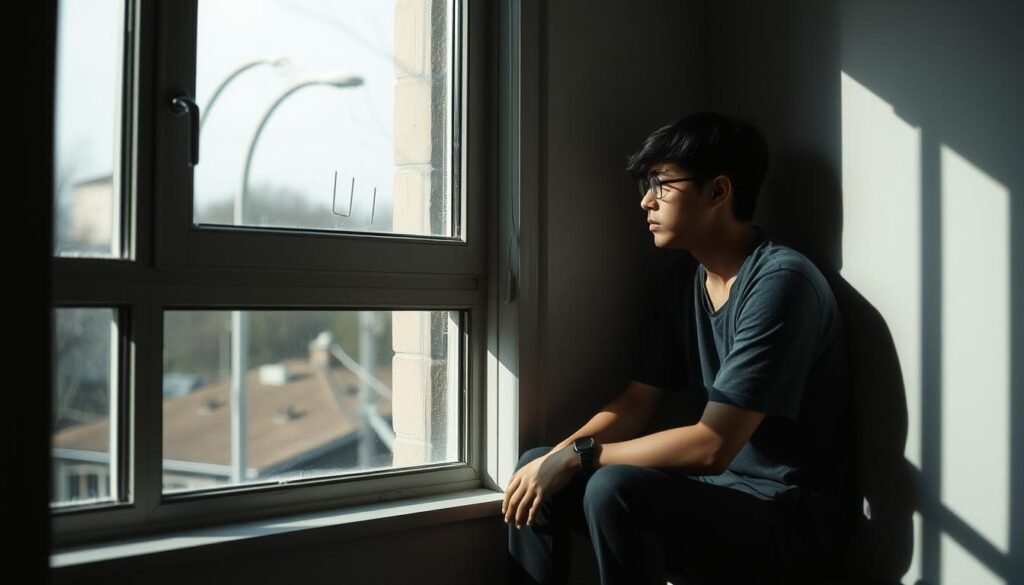 Person looking isolated and showing signs of depression