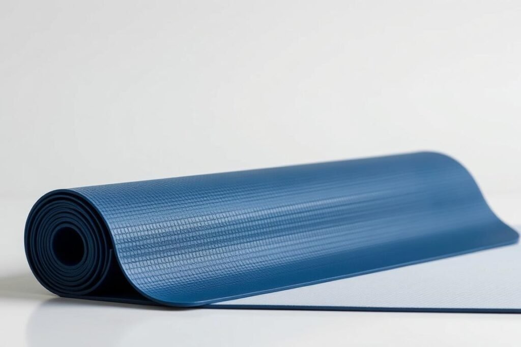 Thick exercise mat with non-slip surface for home workouts