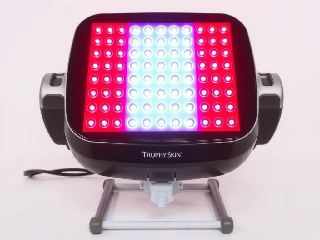 Trophy Skin RejuvaliteMD Red Light Therapy device with adjustable stand