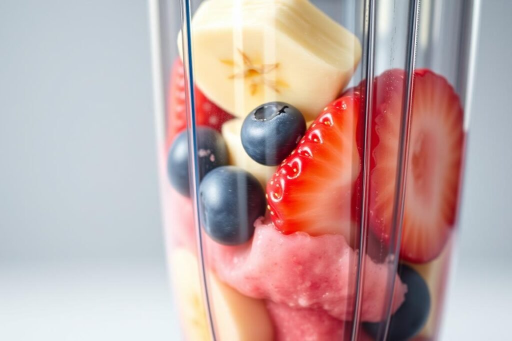 Magic Bullet Blender blending fresh fruits for a smoothie