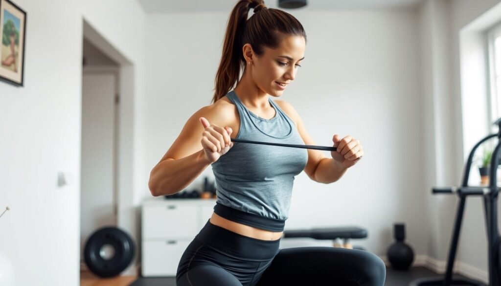 Woman glute band workout routine