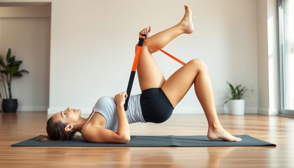 Woman performing banded glute