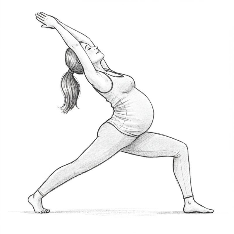 a sketch of a pregnant woman doing Cat-Cow Stretch