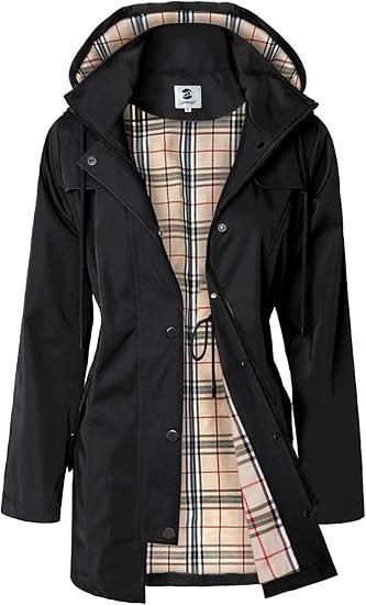 SaphiRose Women's Long Hooded Rain Jacket
