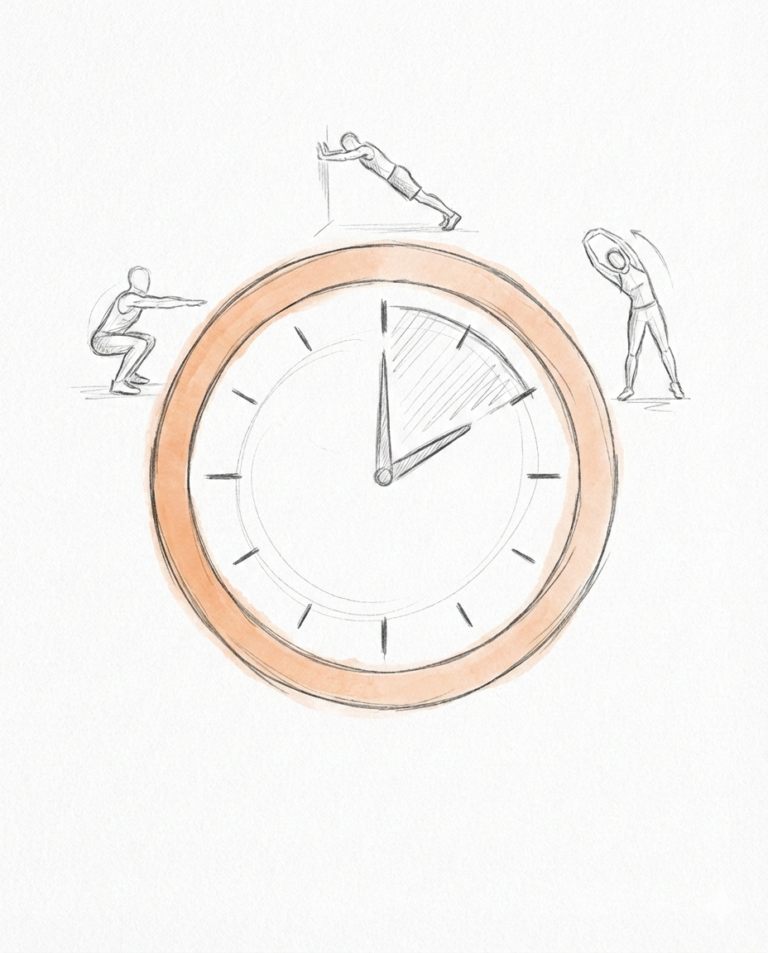 10-minute beginner workout timer illustration.