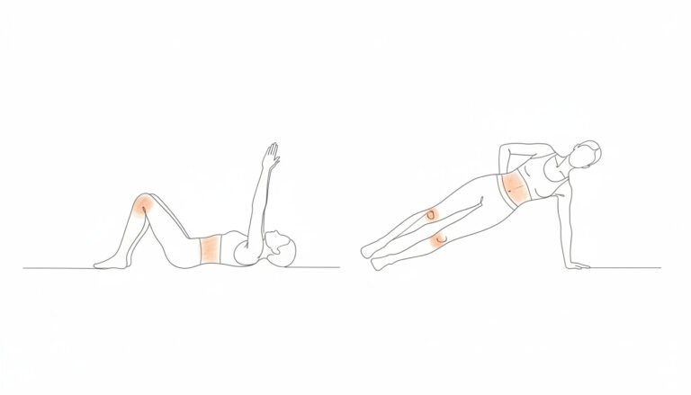 Beginner core strength moves: dead bug and side plank.