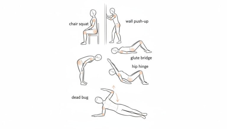 gemini 2.5 flash image vertical layout of six simple exercise icons in pencil sketch line art chair squ 2