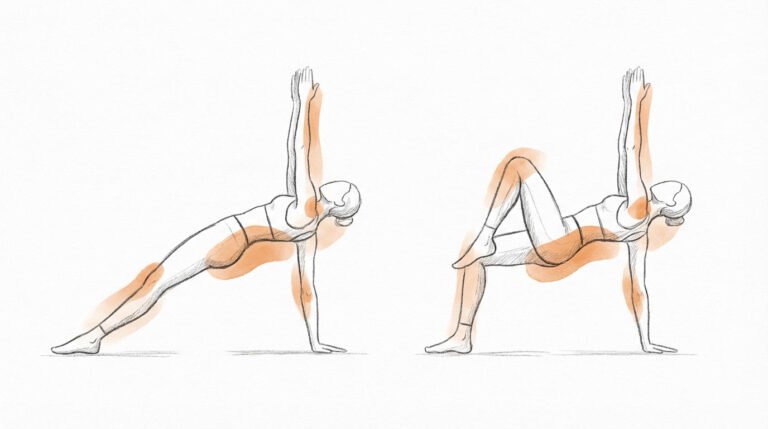 Glute bridge and march-reach low impact finisher.