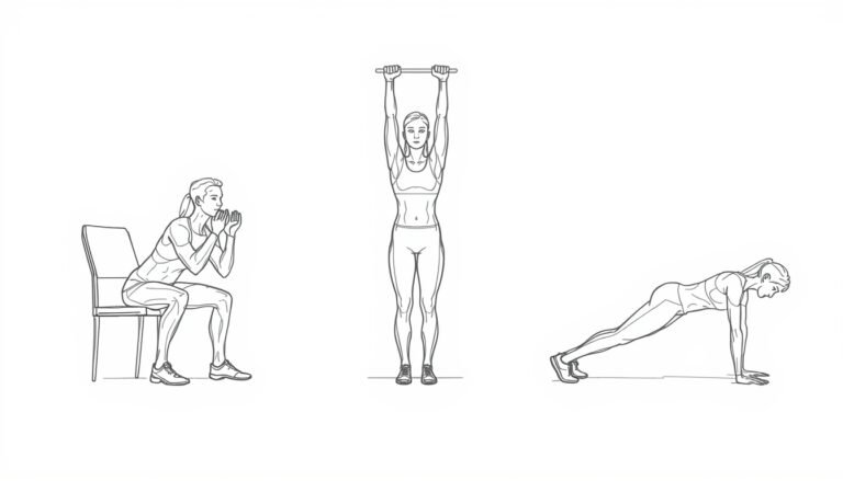 Beginner strength circuit moves with no equipment.