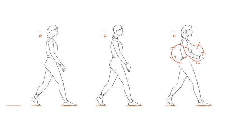 lucid origin three simple line art figures demonstrating march in place step side to side and 2