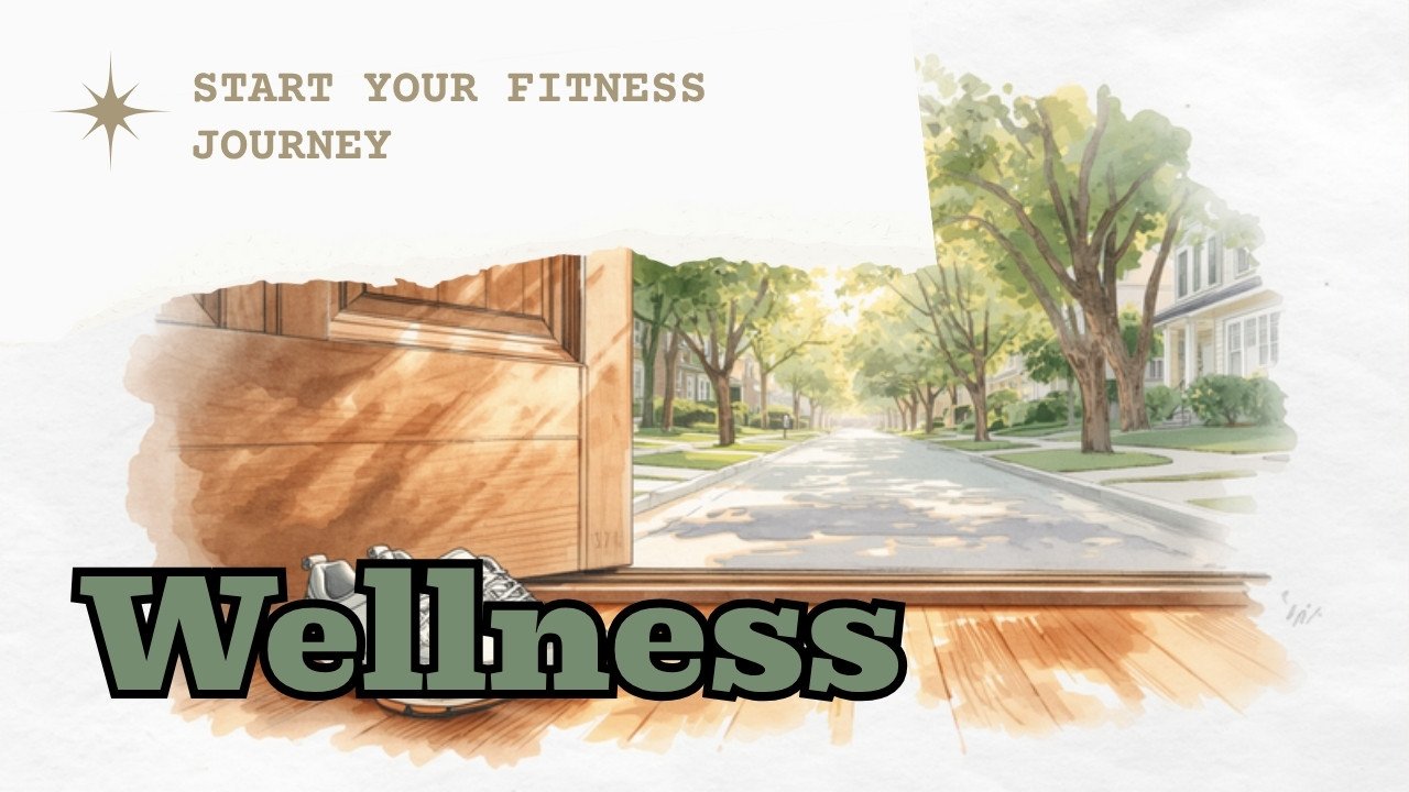 How to Start a Wellness Routine for Beginners: 5 Anchors 6 Watercolor sketch of walking shoes by a wooden front door with a sunlit neighborhood beyond, soft morning light