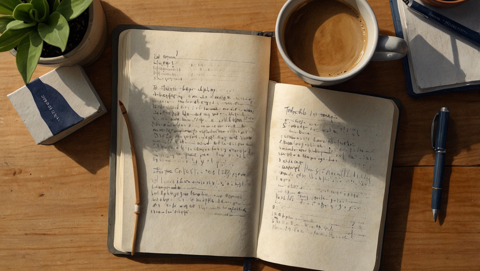 Watercolor sketch of a notebook page and mug of coffee representing the 3-move worst-day workout floor: 10 squats, 5 push-ups, 30 seconds marching