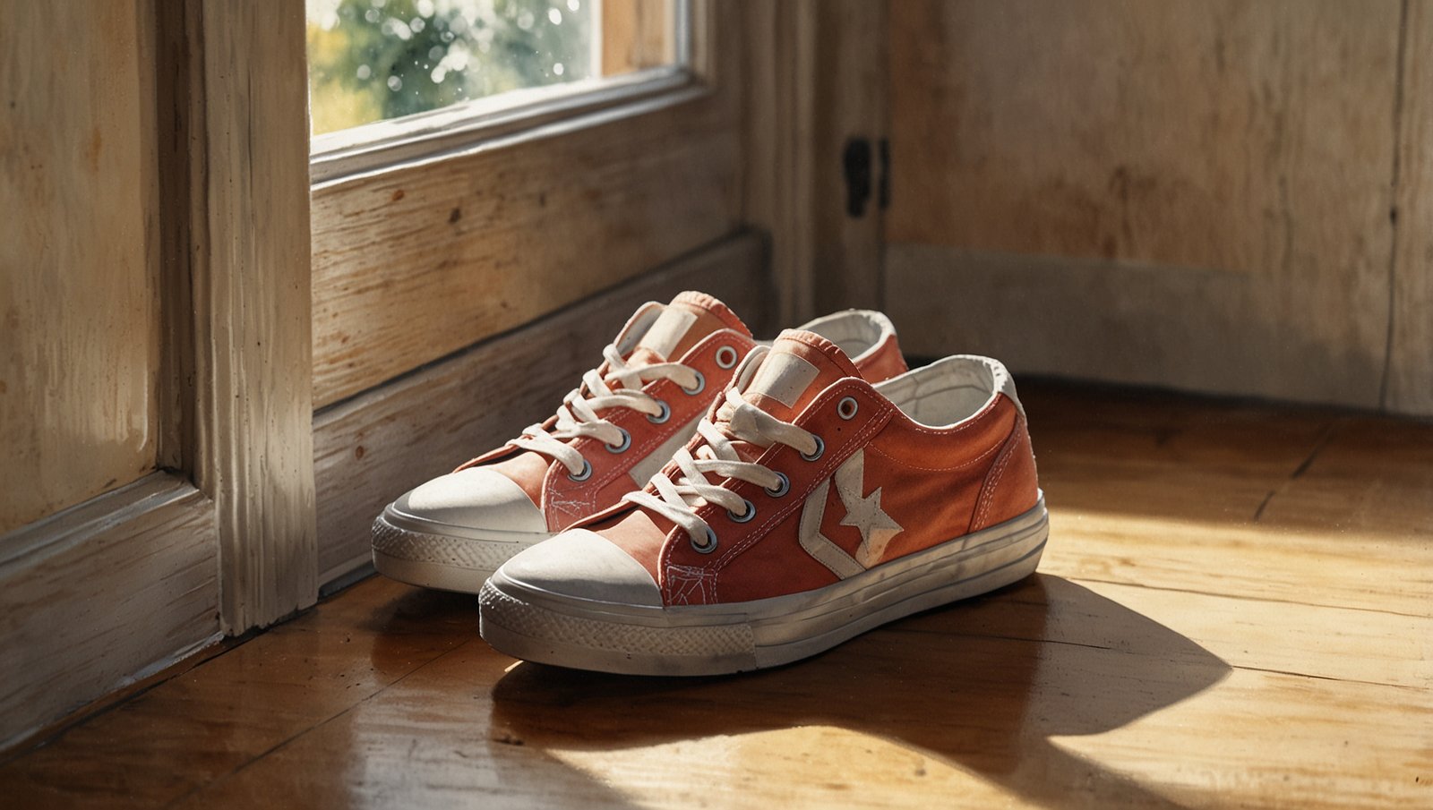 How to Get Back on Track After Falling Off (Worst-Day Plan) 6 Watercolor sketch of canvas sneakers by a front door in morning light, showing the 10-minute walk that restarts a beginner wellness routine